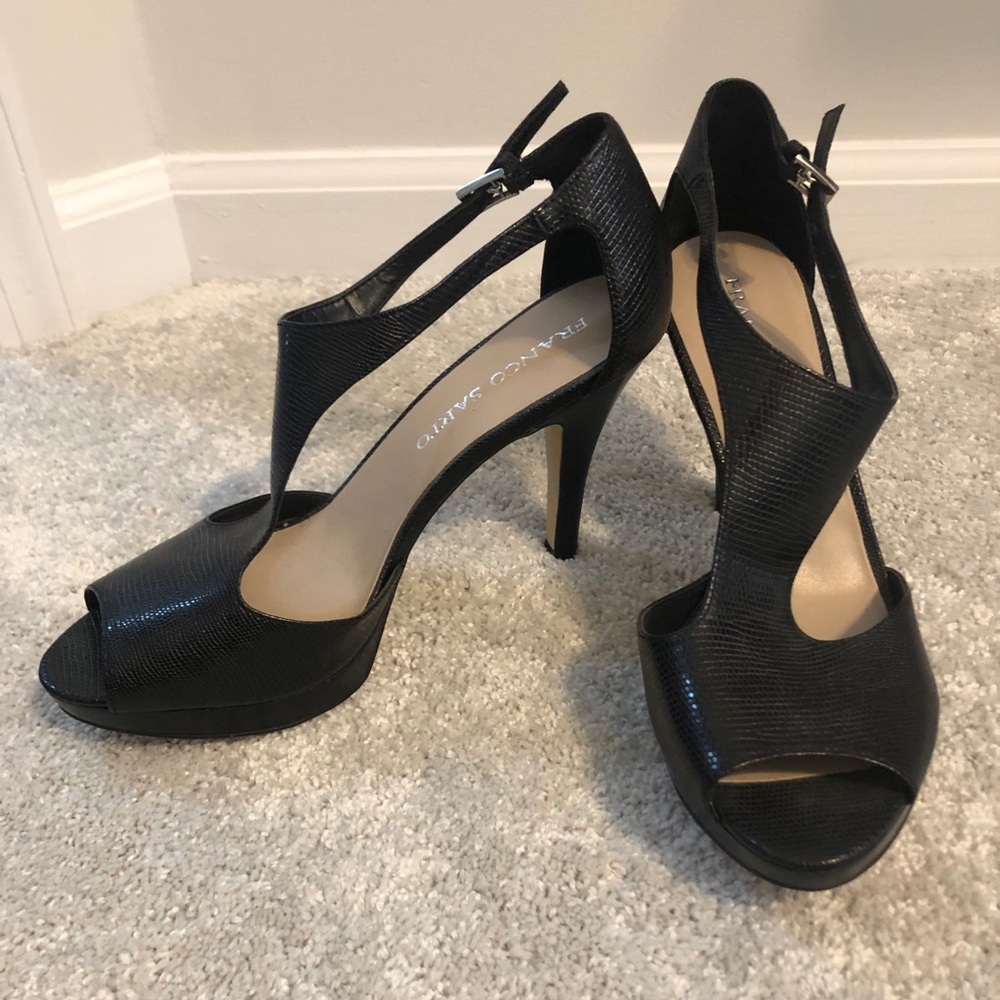 Franco Sarto black T strap heels